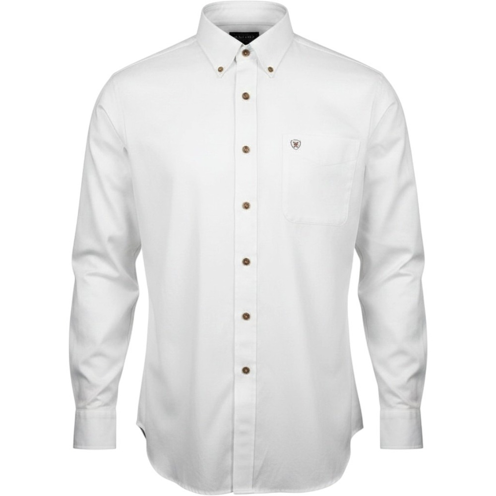 Ariat Mens XL Tall White Button Down Western Shirt Long Sleeve Solid Cotton‎